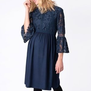 Boho Lace Navy Blue Maternity Dress